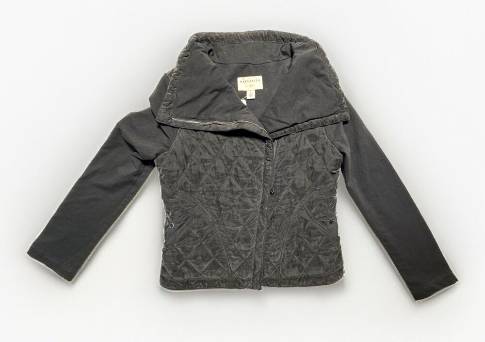 Marrakech Women's Black Quilted Zip Front Jacket w/ Pockets Size M Short